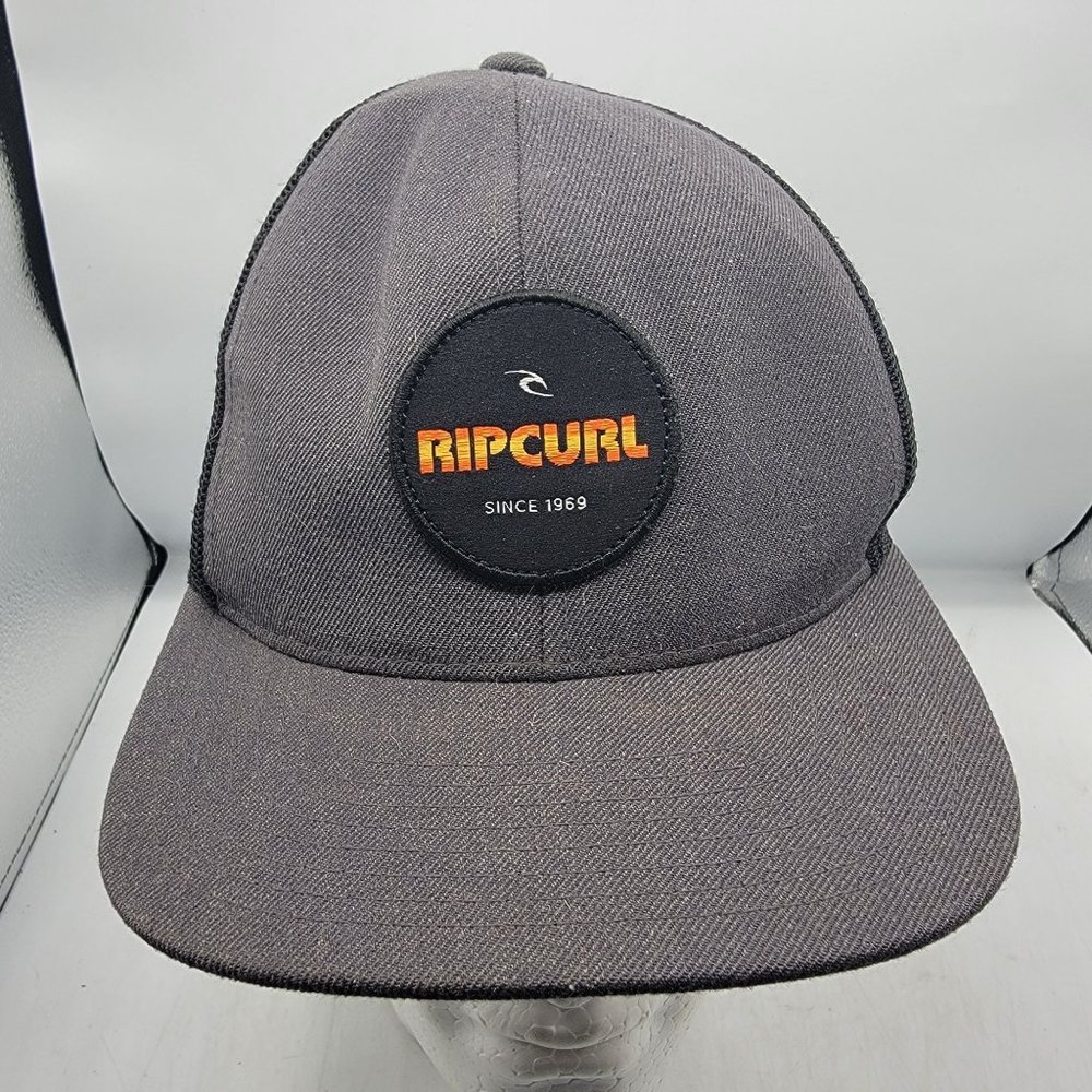 Rip Curl Hat Mens Black Snapback Circle Logo Patch Baseball Cap Surf Mesh Back